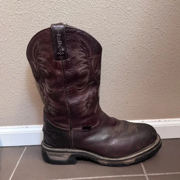 TONY LAMA HENRICK Brown Embroidered Boots Men’s Leather Round Toe SZ 9D Western - Picture 15 of 17